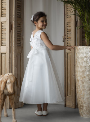 MONNY Kommunionkleid KANT 3D BLOEM 26-01 lang ecru 140