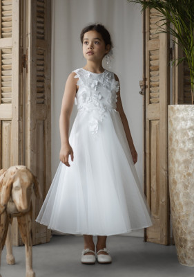 MONNY Kommunionkleid KANT 3D BLOEM 26-01 lang ecru 140