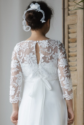 MONNY Kommunionkleid KANT CREPE lange Arme 26-06 lang ecru