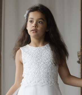 MONNY Kommunionkleid KANT TULE CREPE 26-09 lang ecru