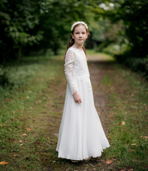 MONNY Kommunionkleid KANT CREPE lang 25-01 ecru