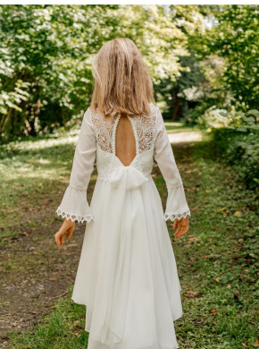 MONNY Kommunionkleid KANT CREPE MOUW 25-124 8/10-lang ecru