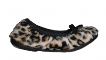 NATURAL WORLD Mädchen Ballerina Hausschuhe Leoprint schwarz