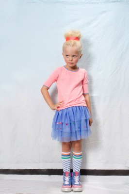 Mim-Pi 3/4-Arm-Shirt Streifen neon pink 122