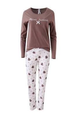 Louis & Louisa Damen Pyjama MEINE AUSZEIT braun allover