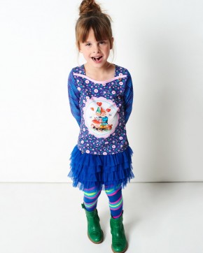 Mim-Pi Strumpfhose diagonale Streifen blau gelb pink grün 6-8y