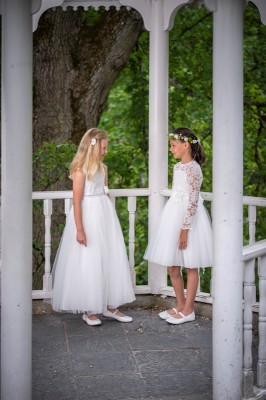 MONNY Kommunionkleid ZILVER TULE ecru-silber lang