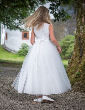 MONNY Kommunionkleid ZILVER TULE ecru-silber lang