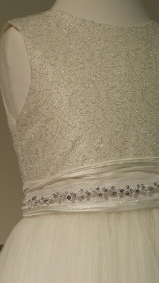 MONNY Kommunionkleid ZILVER TULE ecru-silber lang