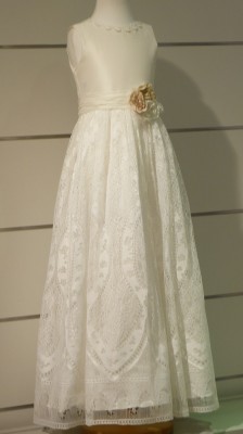 MONNY Kommunionkleid 36 französische Spitze langer Rock ecru 140