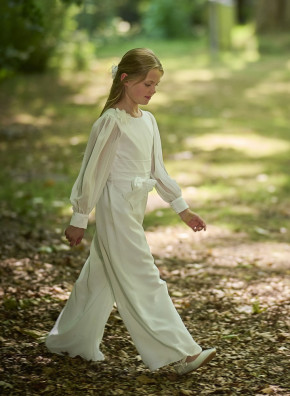 MONNY Kommunion Jumpsuit 24-31 ecru mit langen Ärmeln 140