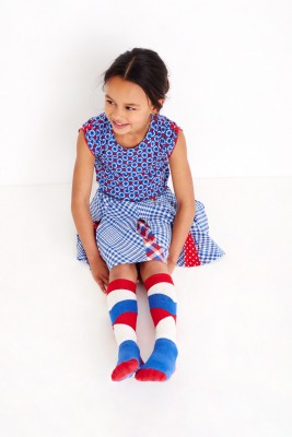 Mim-Pi Kurzarm-Kleid Retro rot-weiß-blau 110