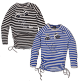 RETOUR Jeans Langarm-Shirt / Longsleeve Tiarra Streifen schwarz-grau Gr. 176 - 16y