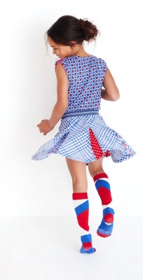 Mim-Pi Kurzarm-Kleid Retro rot-weiß-blau 110